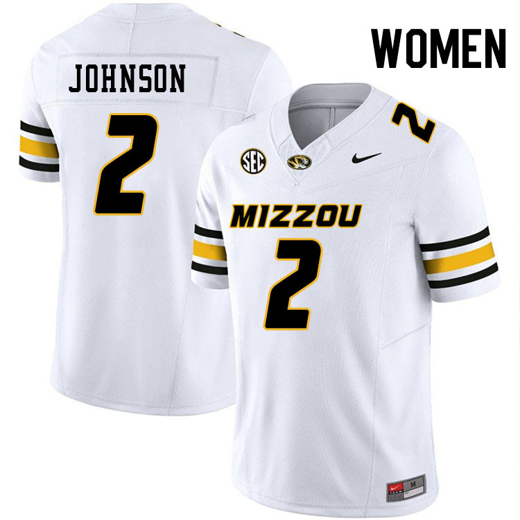 Women #2 Marquis Johnson Missouri Tigers College Football Jerseys Stitched-White